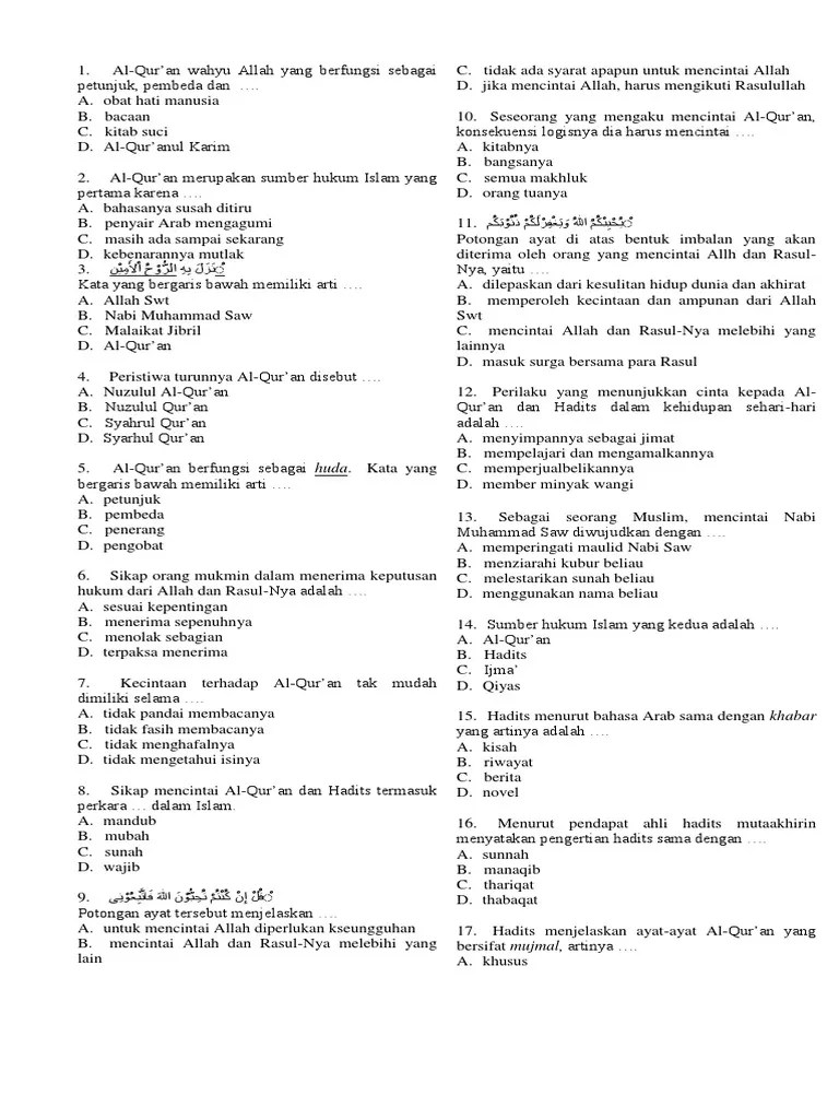 UTS 1 Quran Hadits 7 | PDF