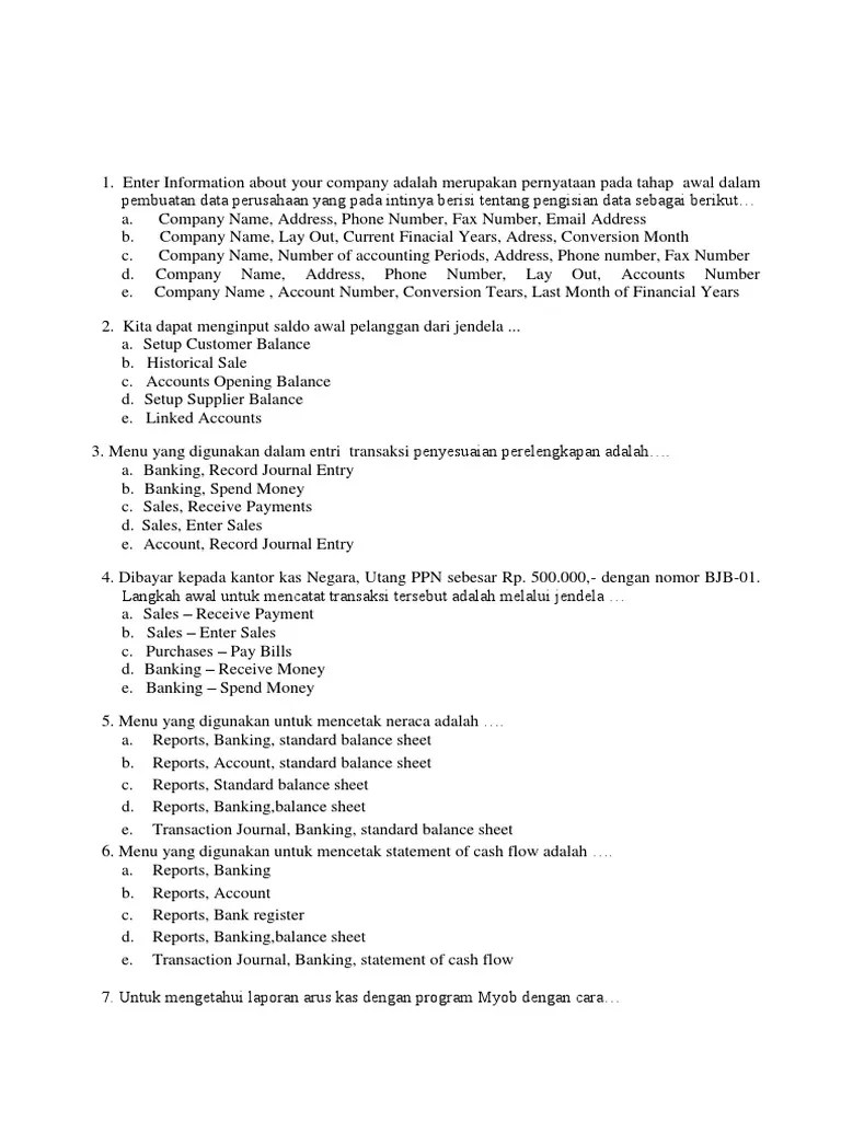 Soal Produktif Myob | PDF