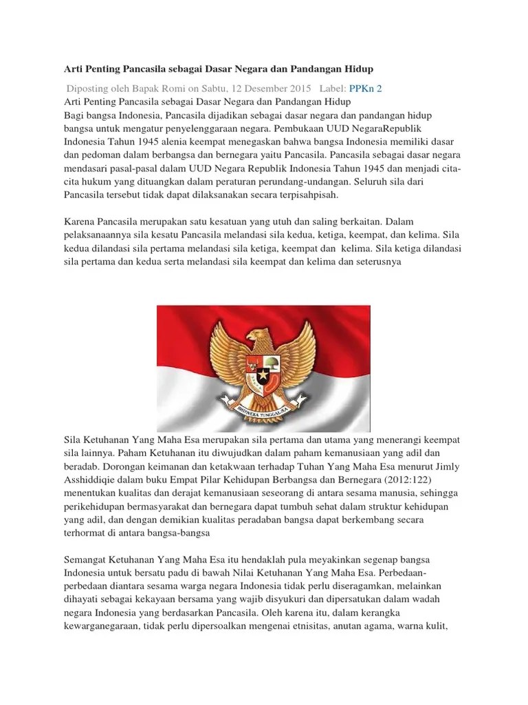 Jelaskan Pengertian Pancasila Sebagai Dasar Negara Dan Pandangan Hidup  Brainly