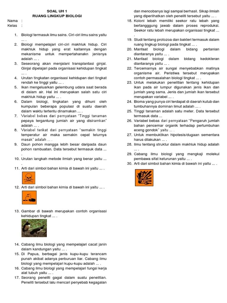 Contoh Soal Biologi Tentang Metode Ilmiah - Soal Kelasmu