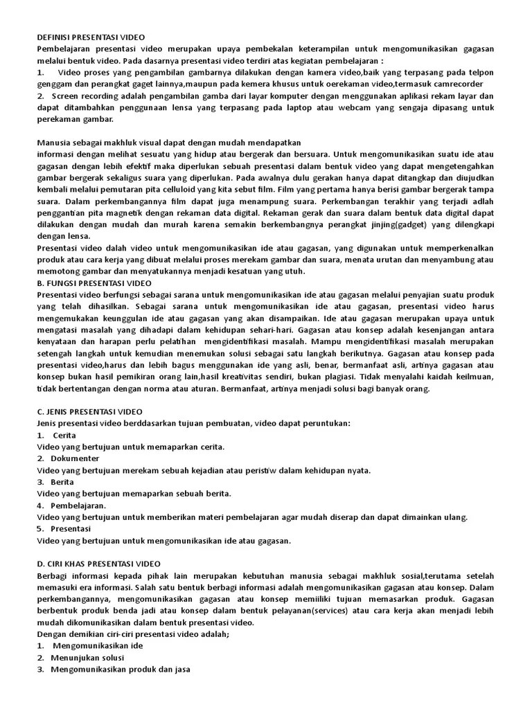Definisi Presentasi Video | PDF
