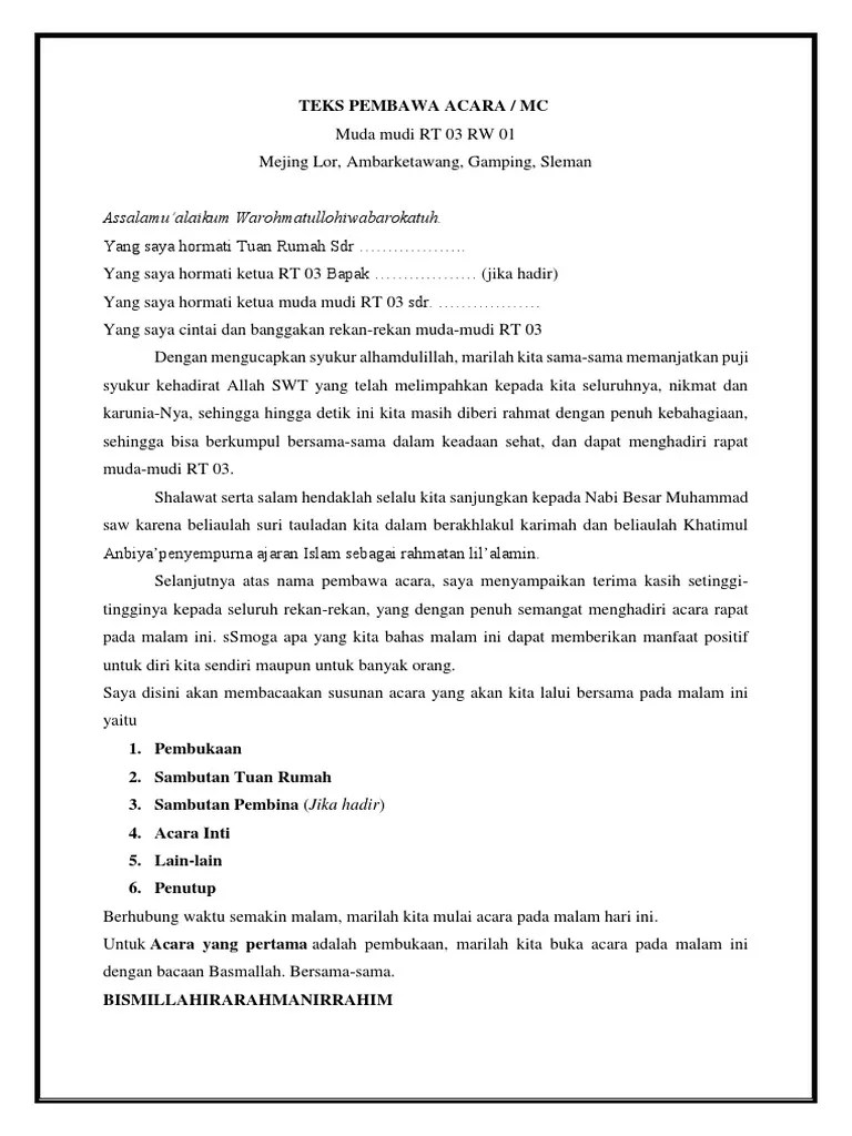 Contoh Teks Pembawa Acara Rapat Islami - tukaffe.com