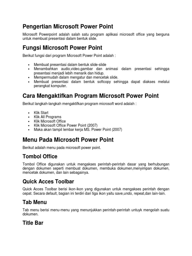Pengertian Microsoft Power Point | PDF