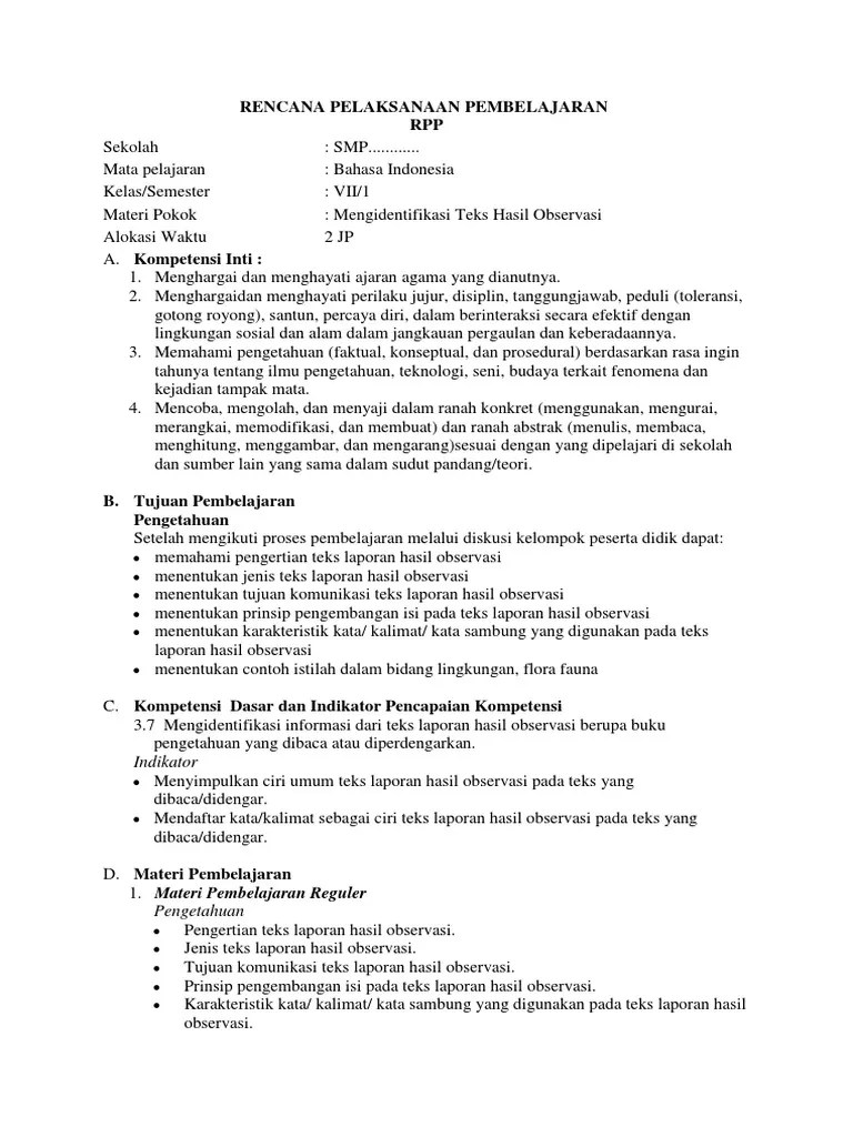 Contoh Laporan Hasil Observasi Novel