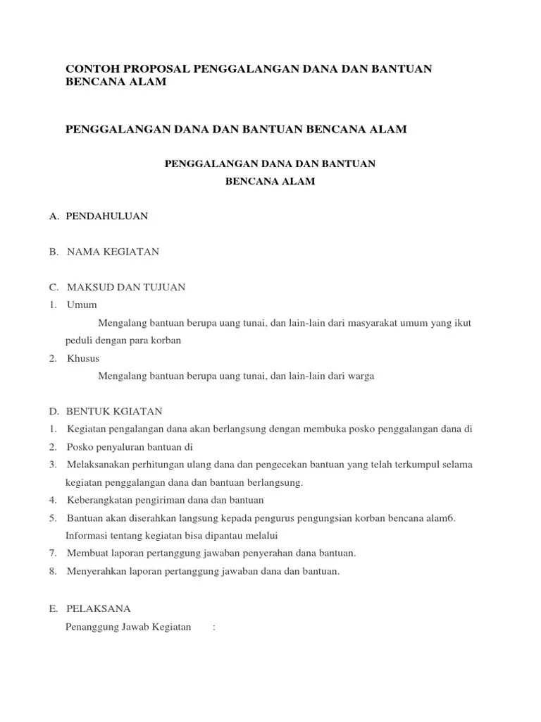 31 Contoh Proposal Penggalangan Dana Bencana Alam - Info Dana Tunai