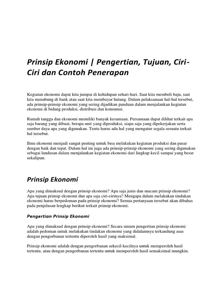 Prinsip Ekonomi | PDF