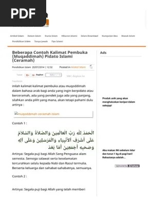 Beberapa Contoh Kalimat Pembuka (Muqaddimah) Pidato Islami (Ceramah) -  Situs Pendidikan Islam No#1 PDF | PDF