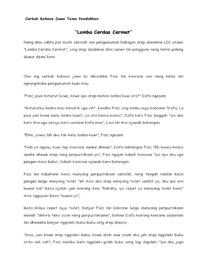 Paling Keren Contoh Cerkak Roman Sacuwil - Stylus Point