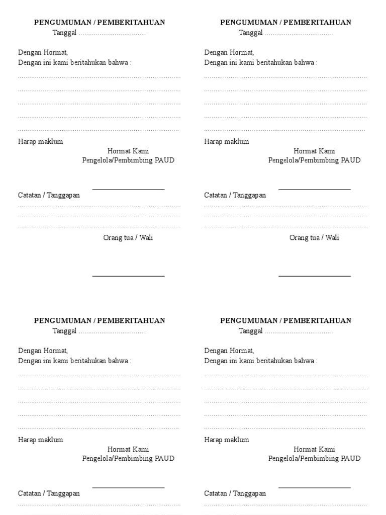 Buku Penghubung PAUD 1 | PDF