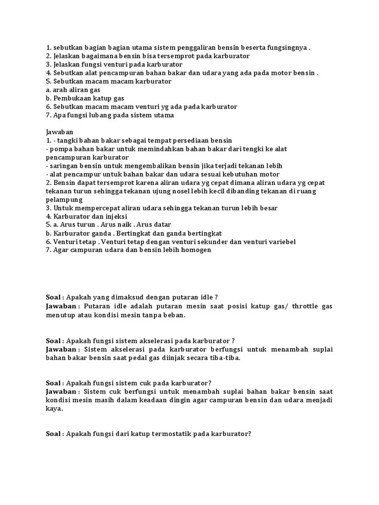 Soal Karburatorku | PDF