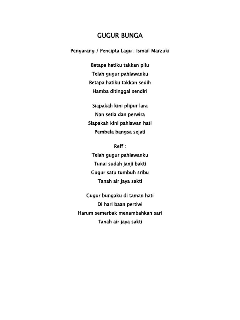 Lirik Lagu Gugur Bunga