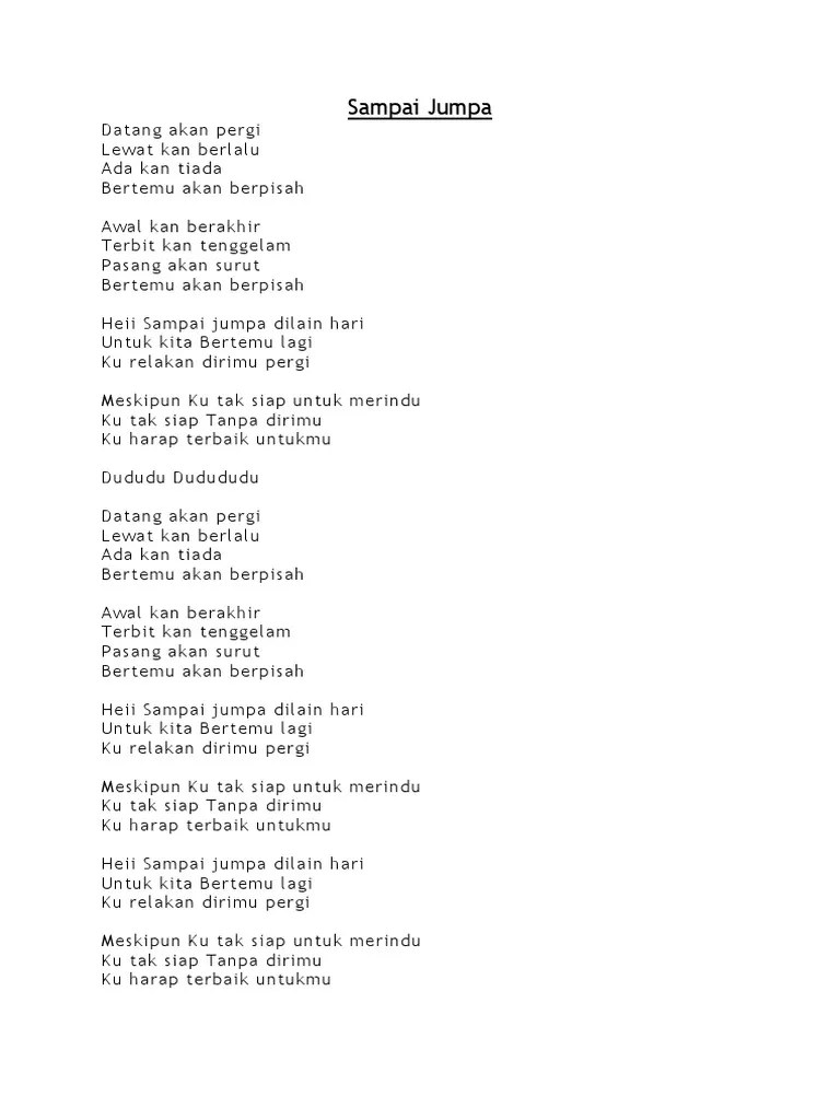 Lirik Lagu Sampai Jumpa | PDF