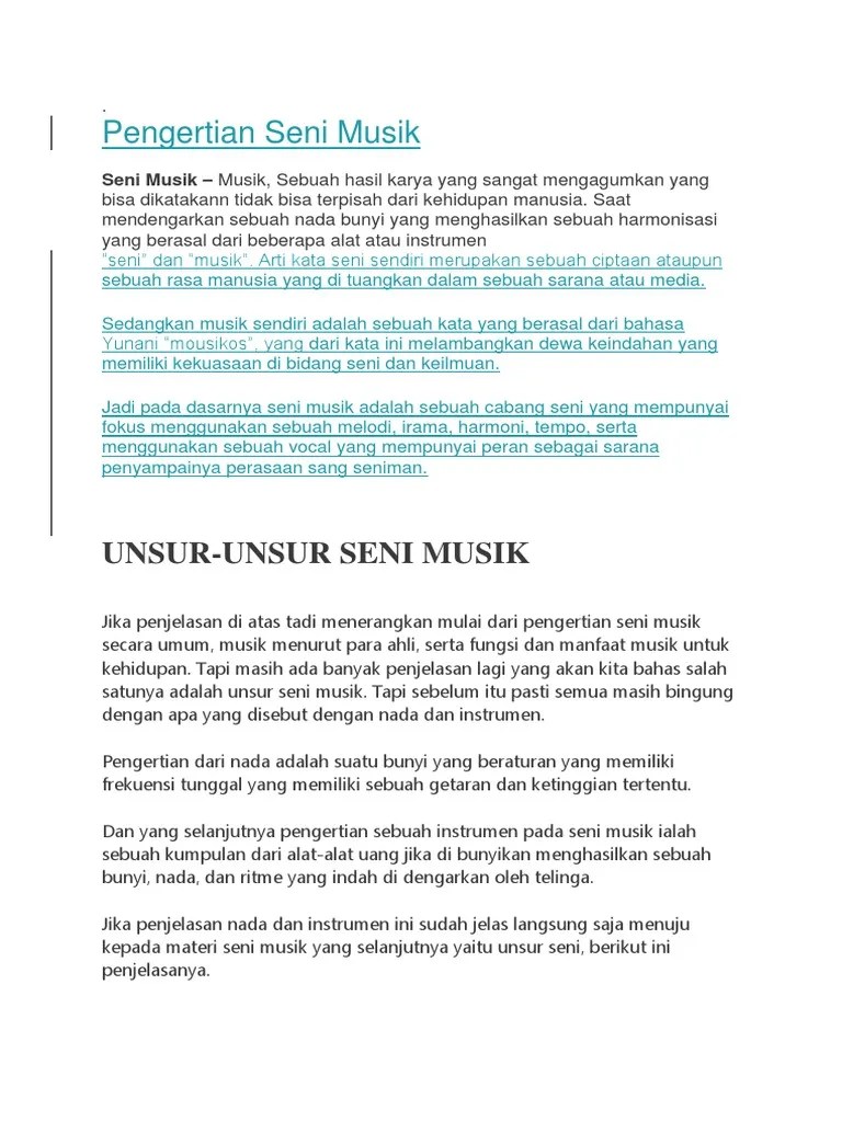 Pengertian Seni Musik Menurut Para Ahli Pdf