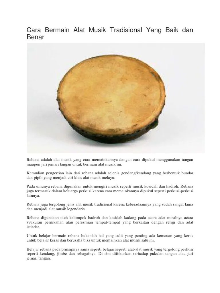Cara Bermain Alat Musik Tradisional Yang Baik Dan Benar | PDF