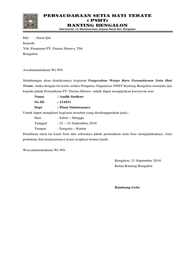 Surat Ijin PSHT | PDF