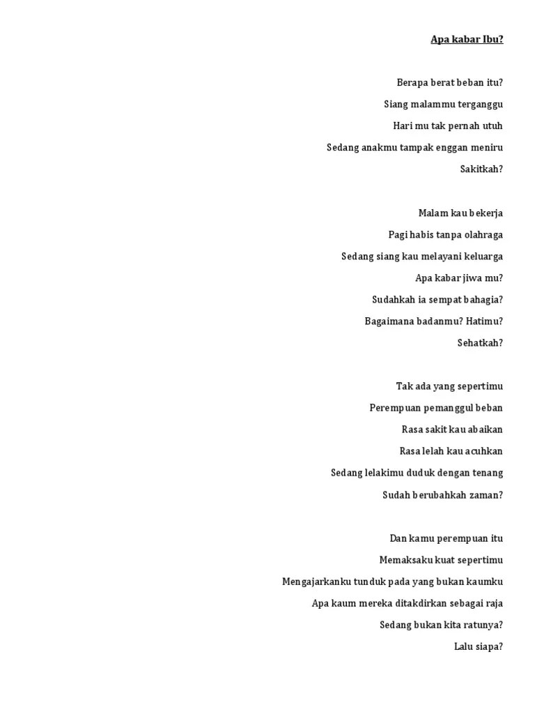 Puisi Apa Kabar Ibu | PDF