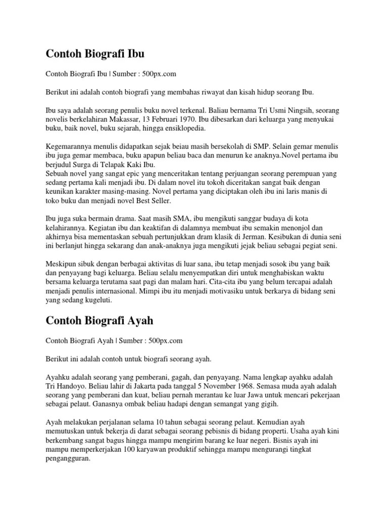 Contoh Biografi Ibu | PDF