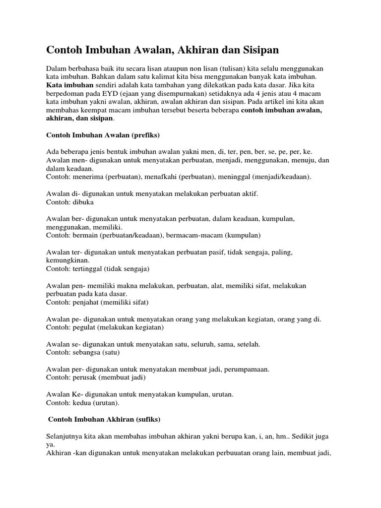 Contoh Imbuhan Awalan | PDF