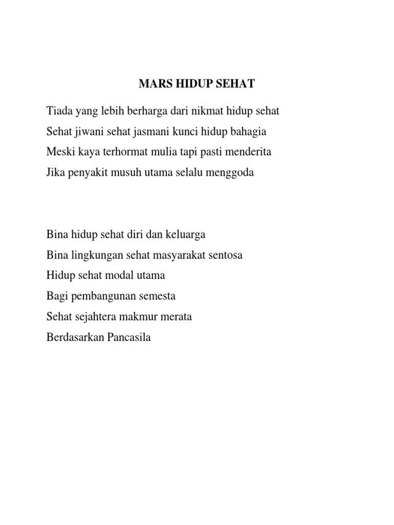 Lirik Mars Hidup Sehat | PDF