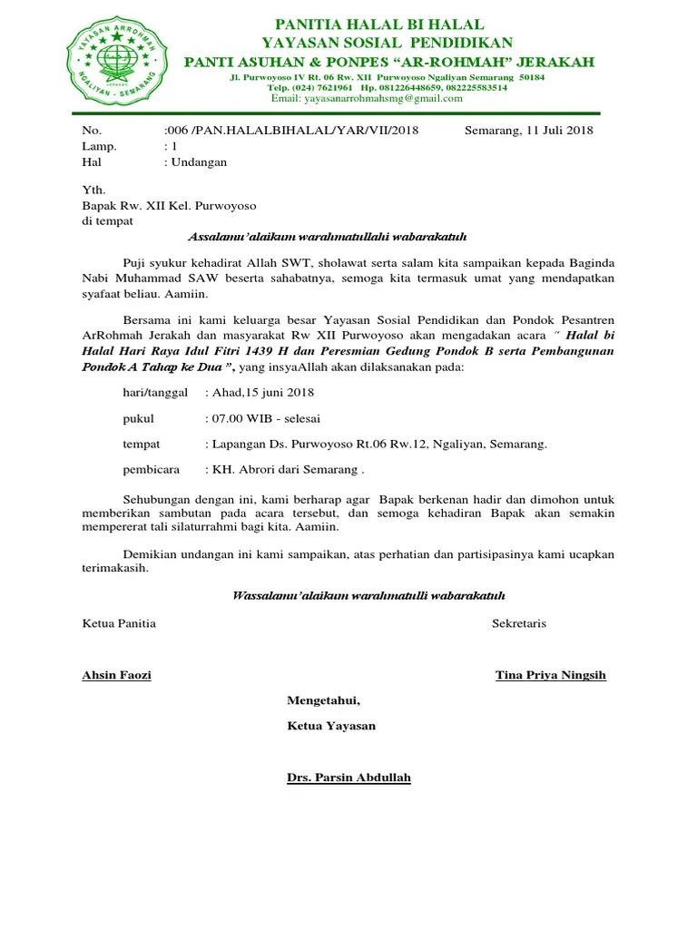 Surat Undangan Halal Bi Halal – Penggambar