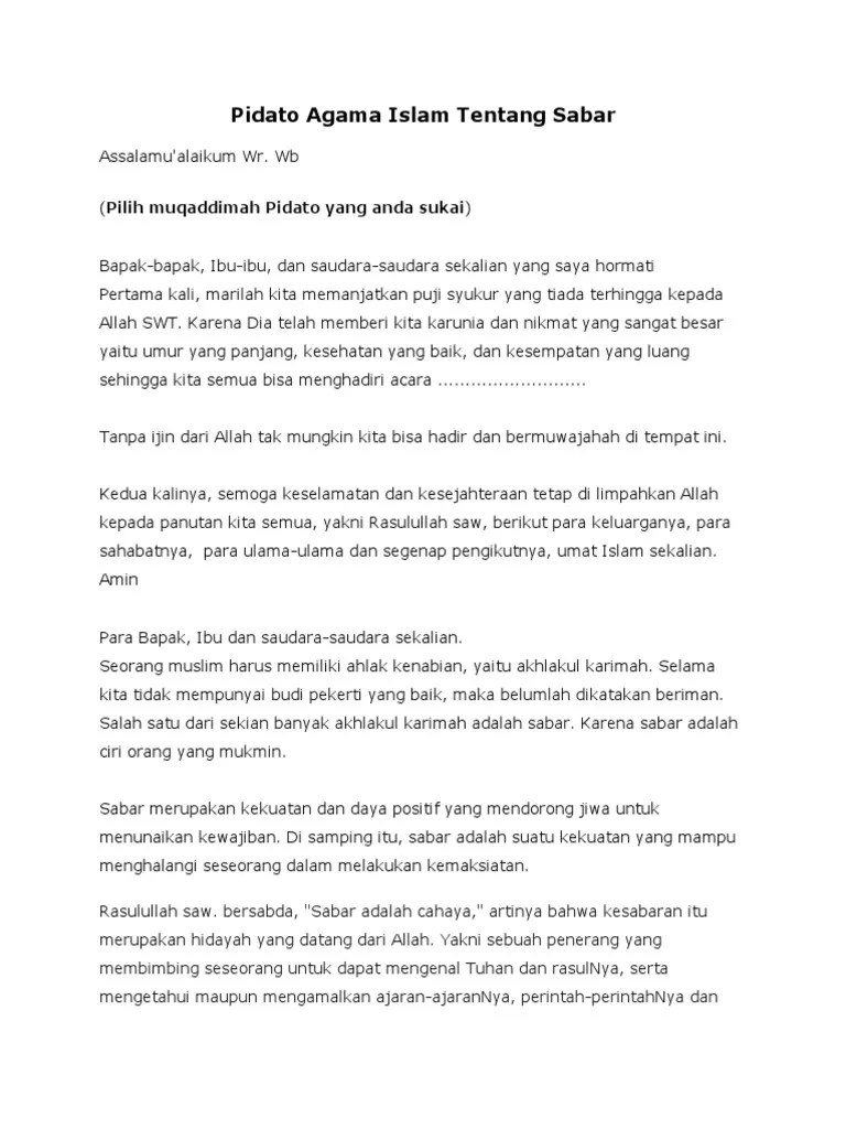 Pidato Agama Islam Tentang Sabar | PDF