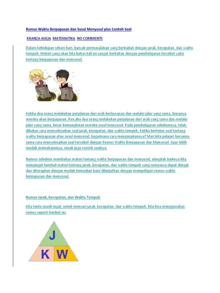 Contoh Soal Fisika Mobil Berpapasan - Soal Kelasmu