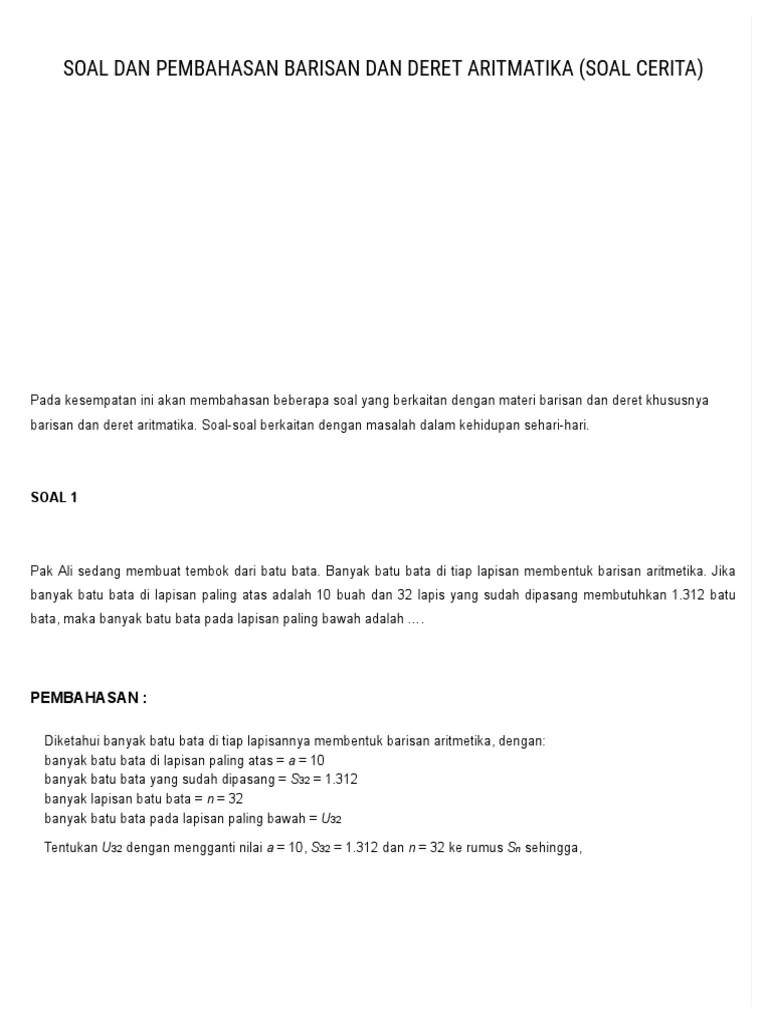 Pembahasan Soal Cerita Aritmatika - Kumpulan Contoh Surat dan Soal  Terlengkap