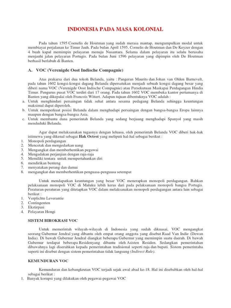 Indonesia Pada Masa Kolonial | PDF
