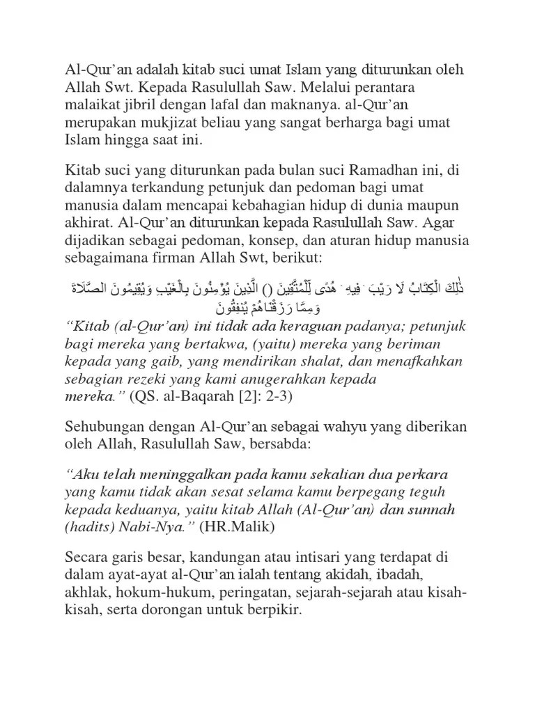 Hadits Tentang Rasulullah Meninggalkan 2 Perkara - Gambar Islami