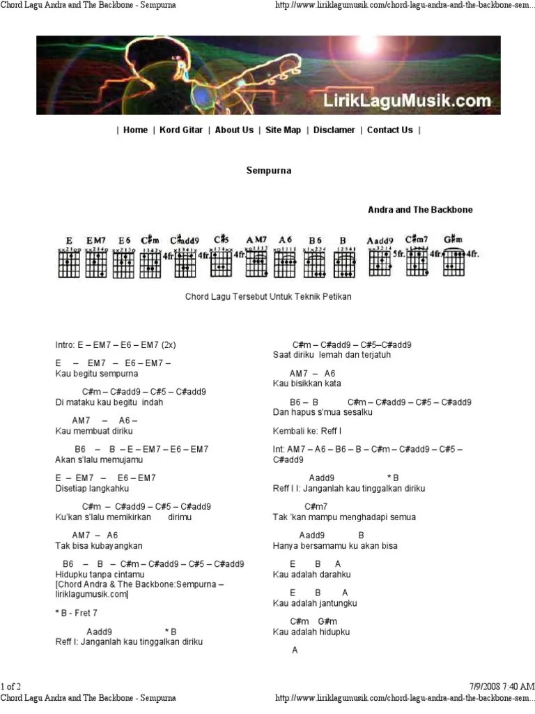Andra Sempurna Lirik Dan Chord