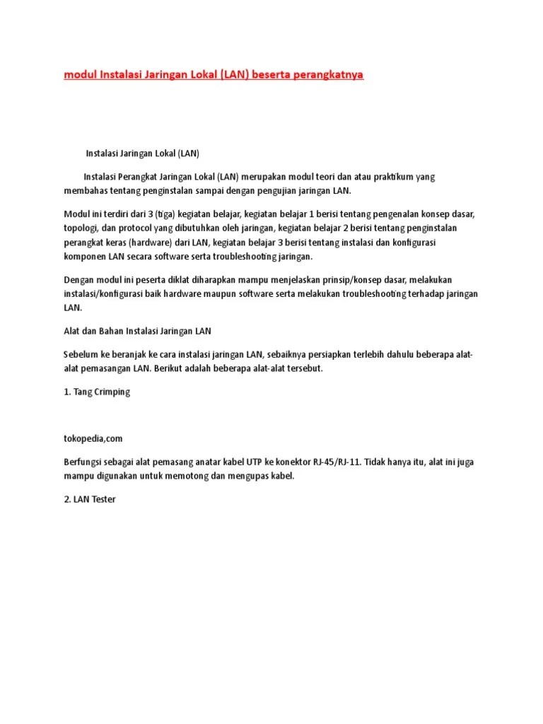 Modul Instalasi Jaringan LAN