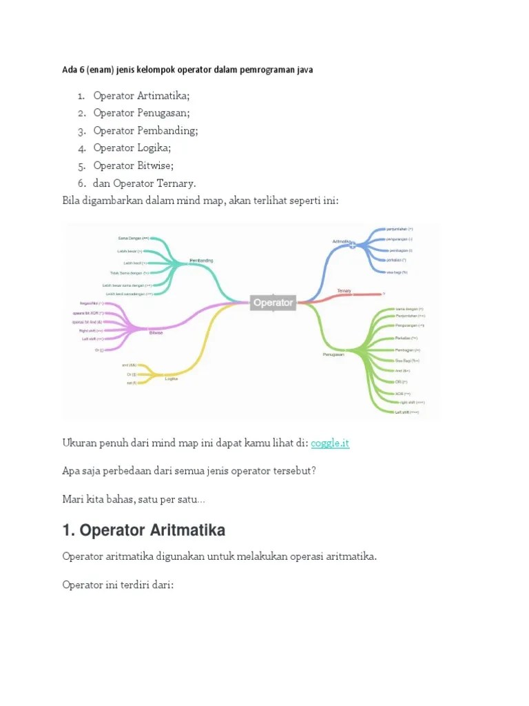 Ada 6 Operator Pada Java | PDF