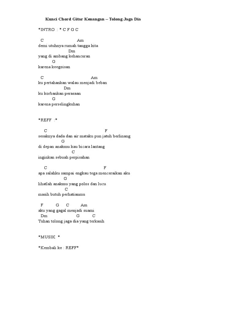 Tuhan Jagakan Dia Chord D