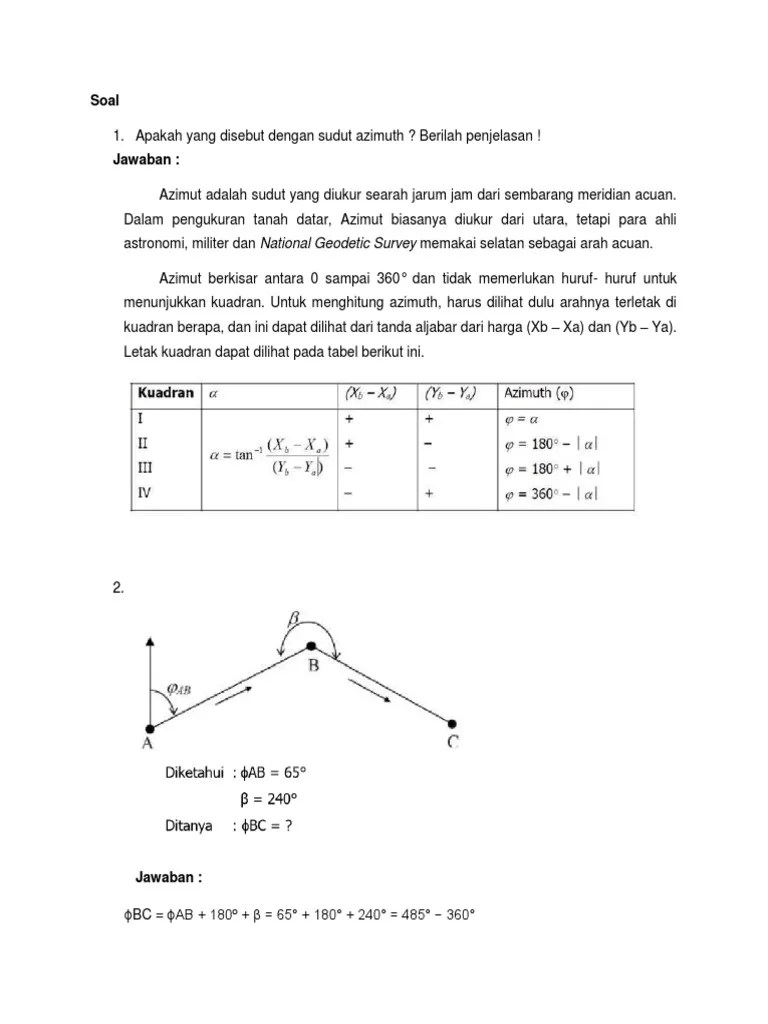 Soal Uraian Teori Mengukur Poligon | PDF