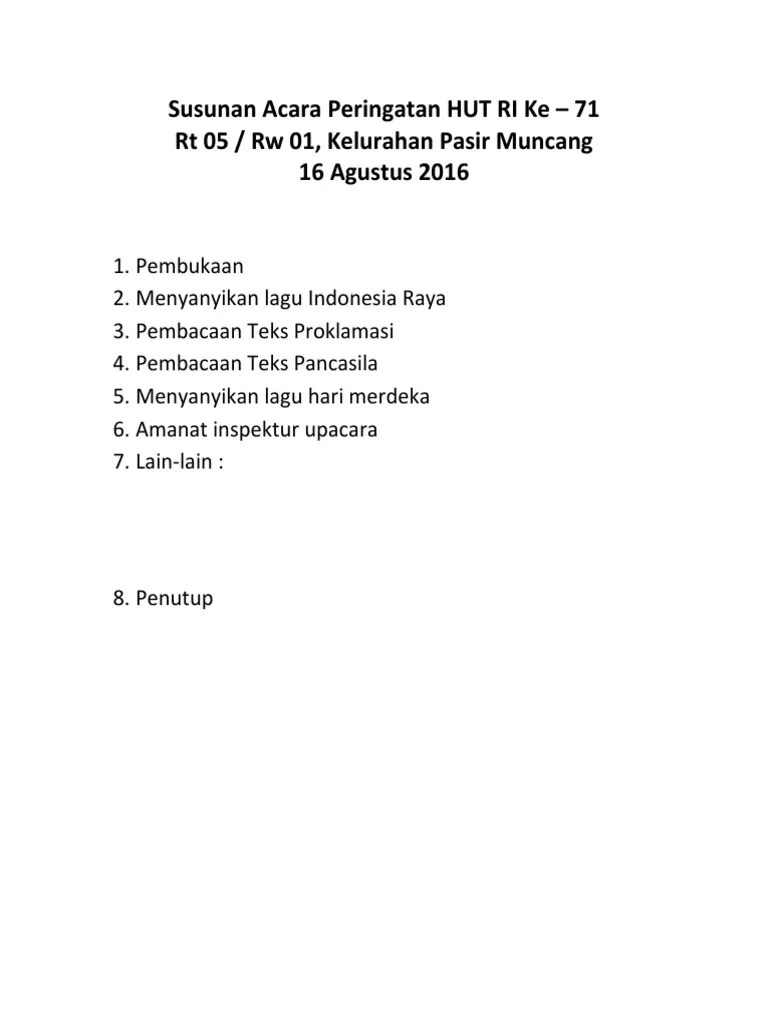 Susunan Acara Hut Ri - Nusagates