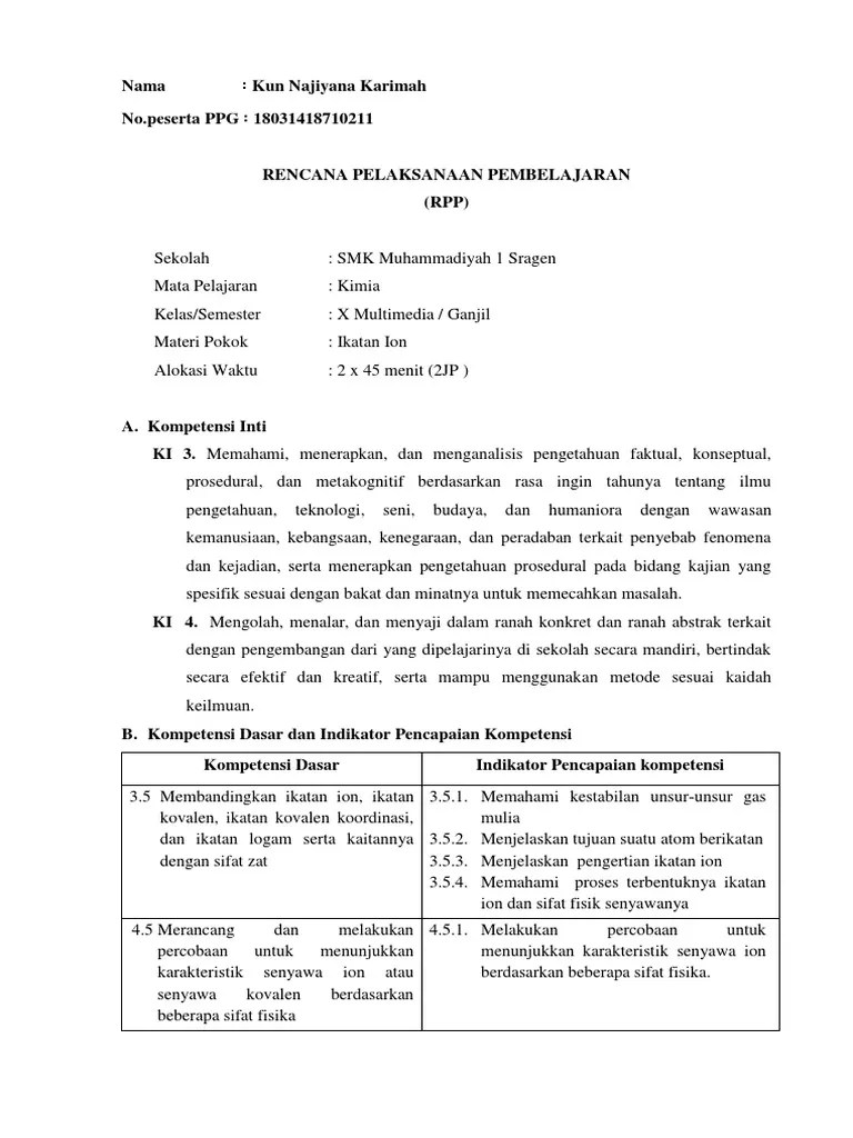 RPP Ikatan Ion | PDF
