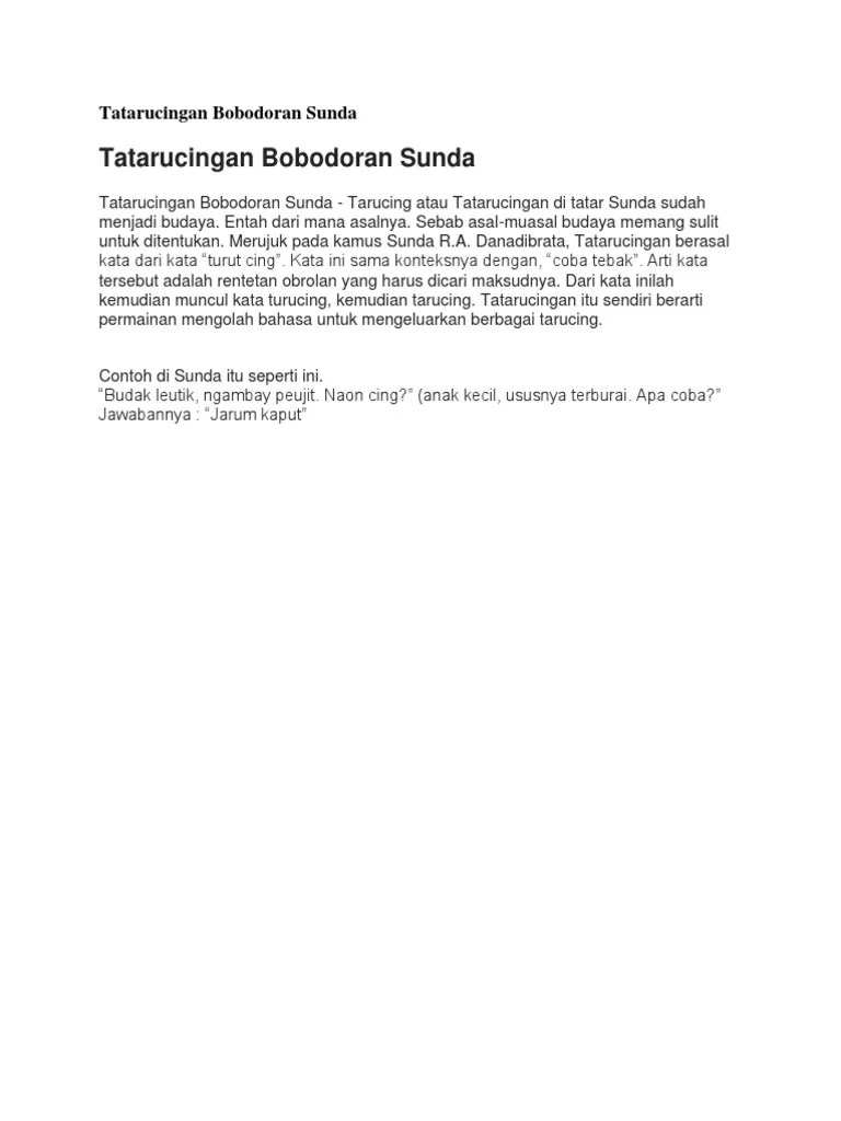 Tatarucingan Bobodoran Sunda | PDF