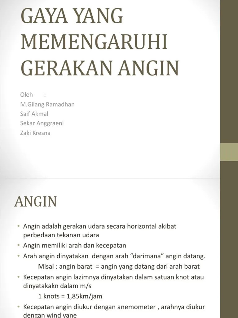 Gaya Yang Memengaruhi Gerakan Angin | PDF