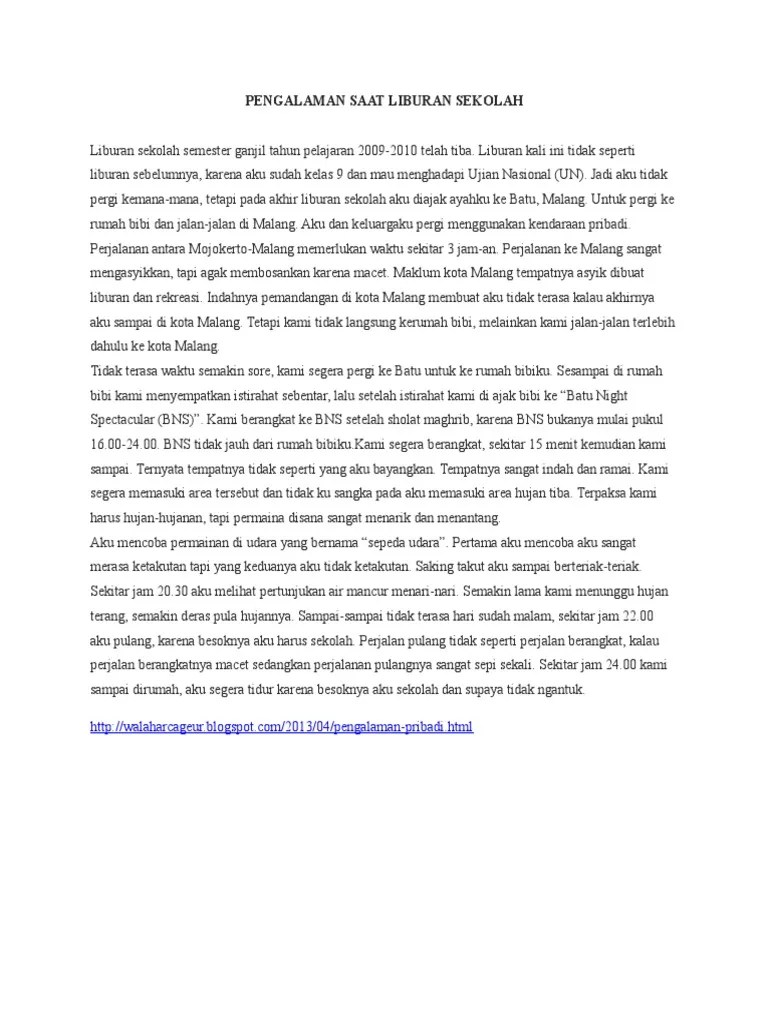 Pengalaman Saat Liburan Sekolah | PDF