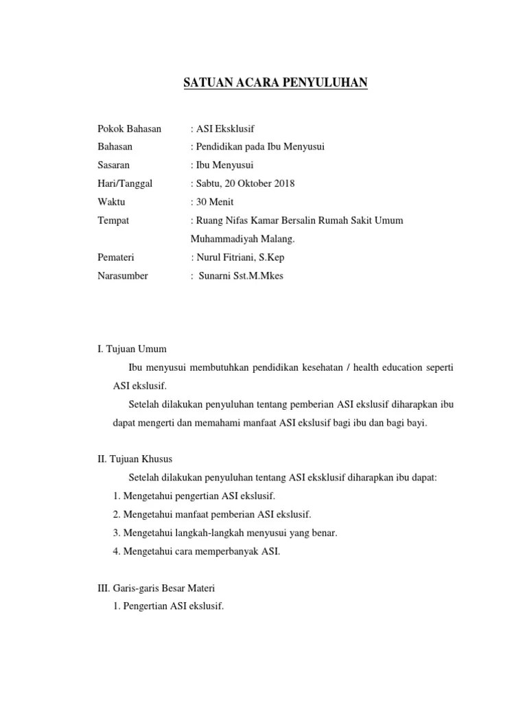 SAP Penyuluhan ASI Eklusif | PDF