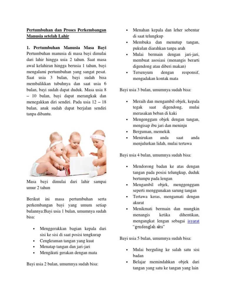 Pertumbuhan Dan Proses Perkembangan Manusia Setelah Lahir | PDF