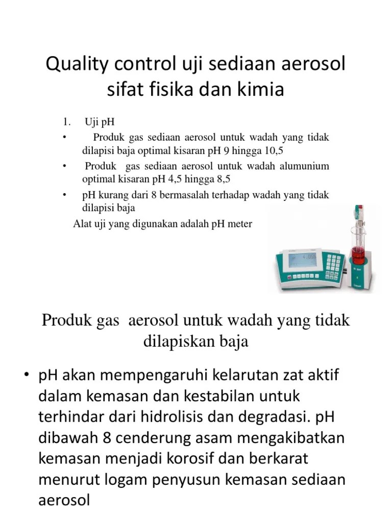 Quality Control Uji Sediaan Aerosol Sifat Fisika Fix | PDF