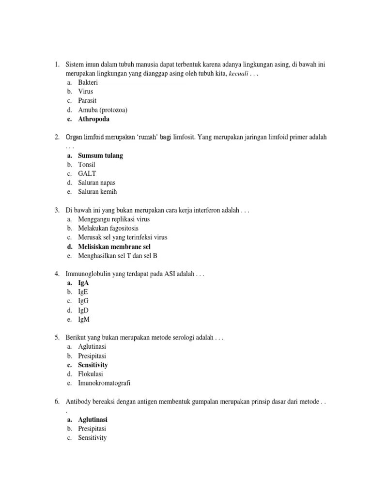 Soal Latihan Imunologi PG | PDF