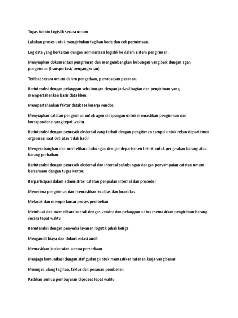 Tugas Admin Logistik | PDF