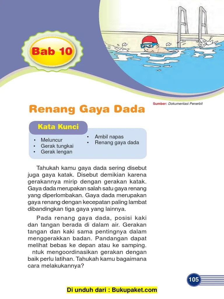 Penjaskes MI/SD Kelas 3 Bab 10 Renang Gaya Dada | PDF