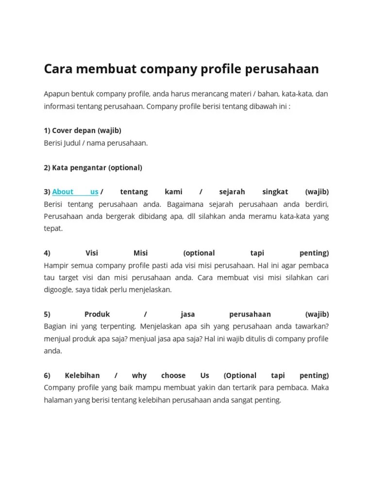Cara Membuat Company Profile Perusahaan | PDF