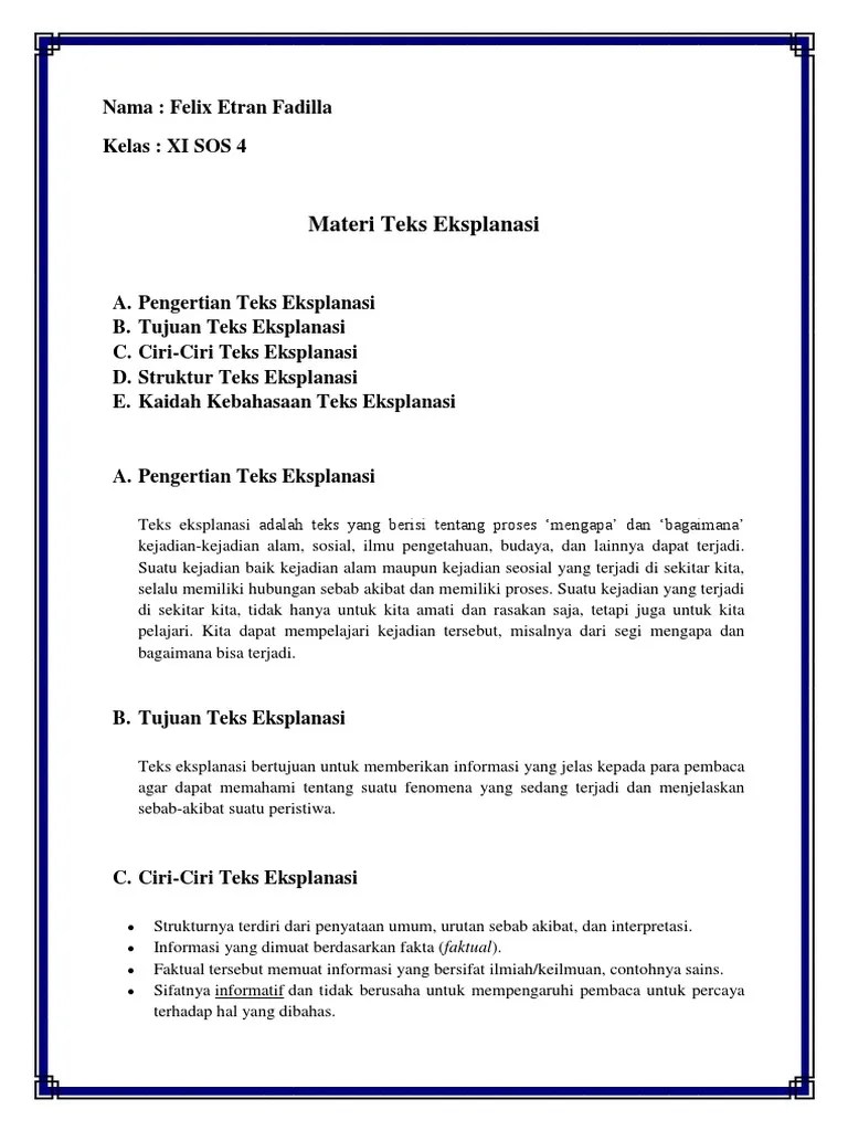 Pengertian Struktur Dan Ciri Kebahasaan Teks Eksplanasi