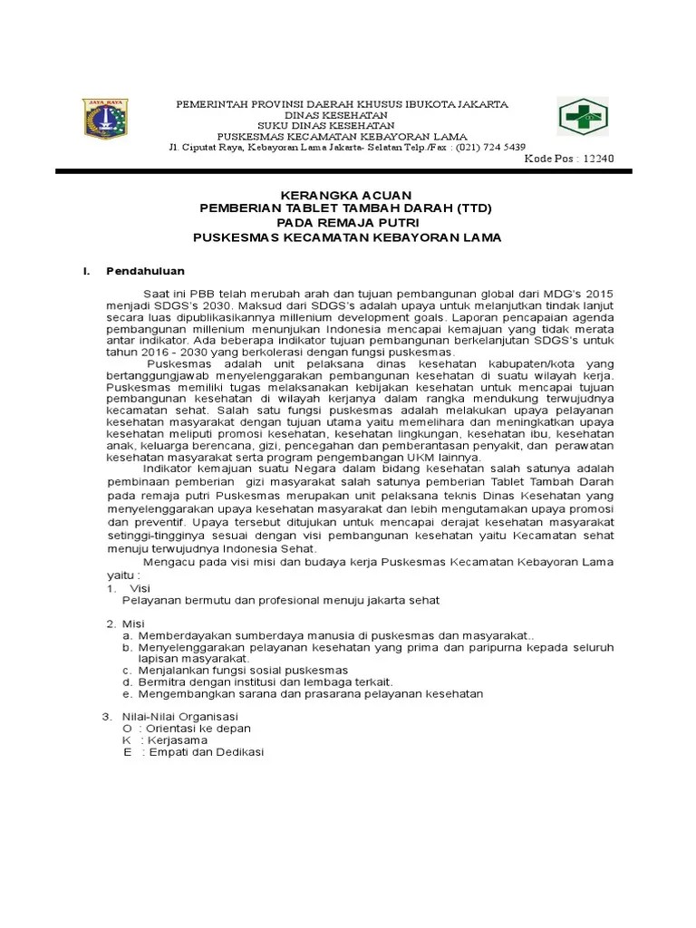 Kak Pemberian Tablet Fe Pada Remaja Putri SPJ | PDF