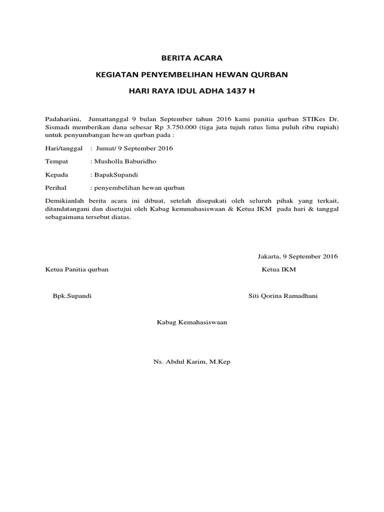 Berita Acara Qurban | PDF