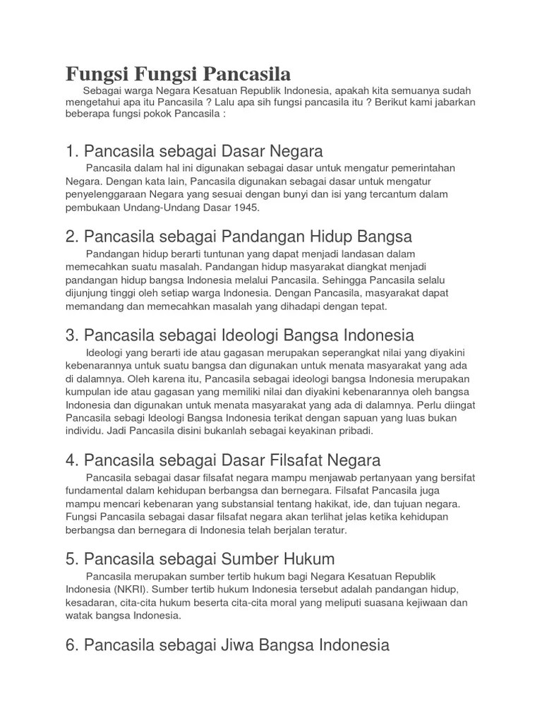 Fungsi Fungsi Pancasila | PDF